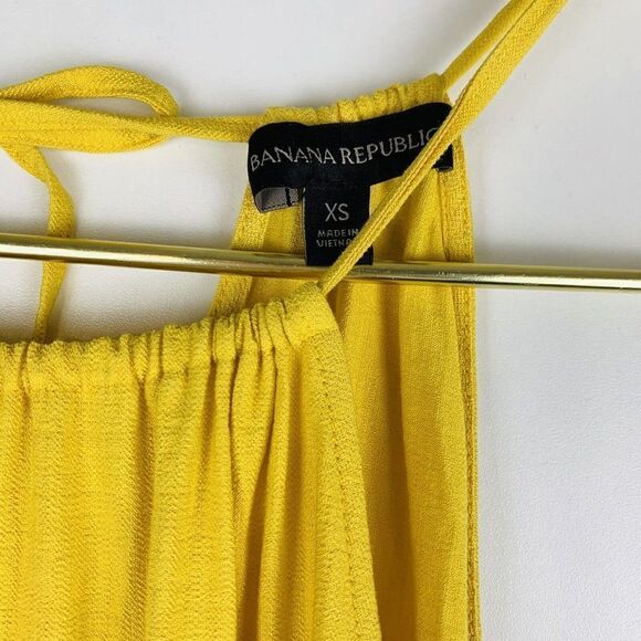 Banana Republic Halter Midi Dress Banana Yellow 677658 Crepe Pockets - Picture 5 of 9